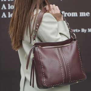 Montana West Concealed Carry Handbag Maroon red Purse Handbag Leather Totes Bag